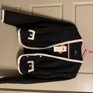 Tweed V-Neck Contrasting Button Up Jacket